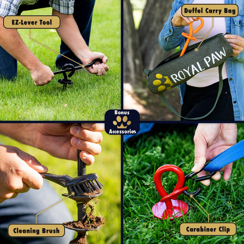 Dog Tie Out Stake With Accessories - Midnight