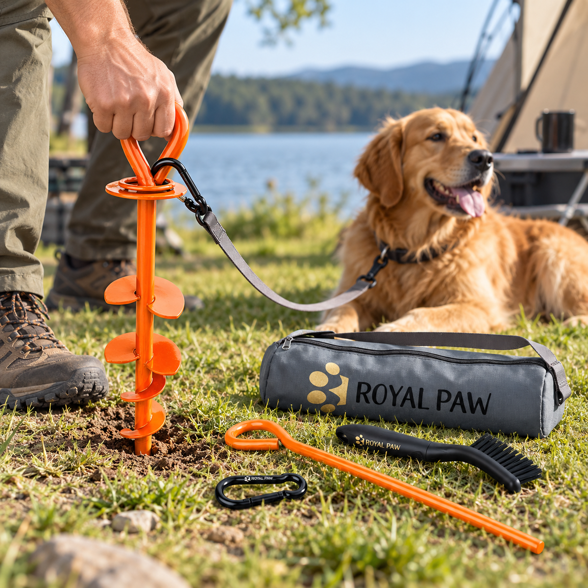 Dog Tie Out Stake - Orange