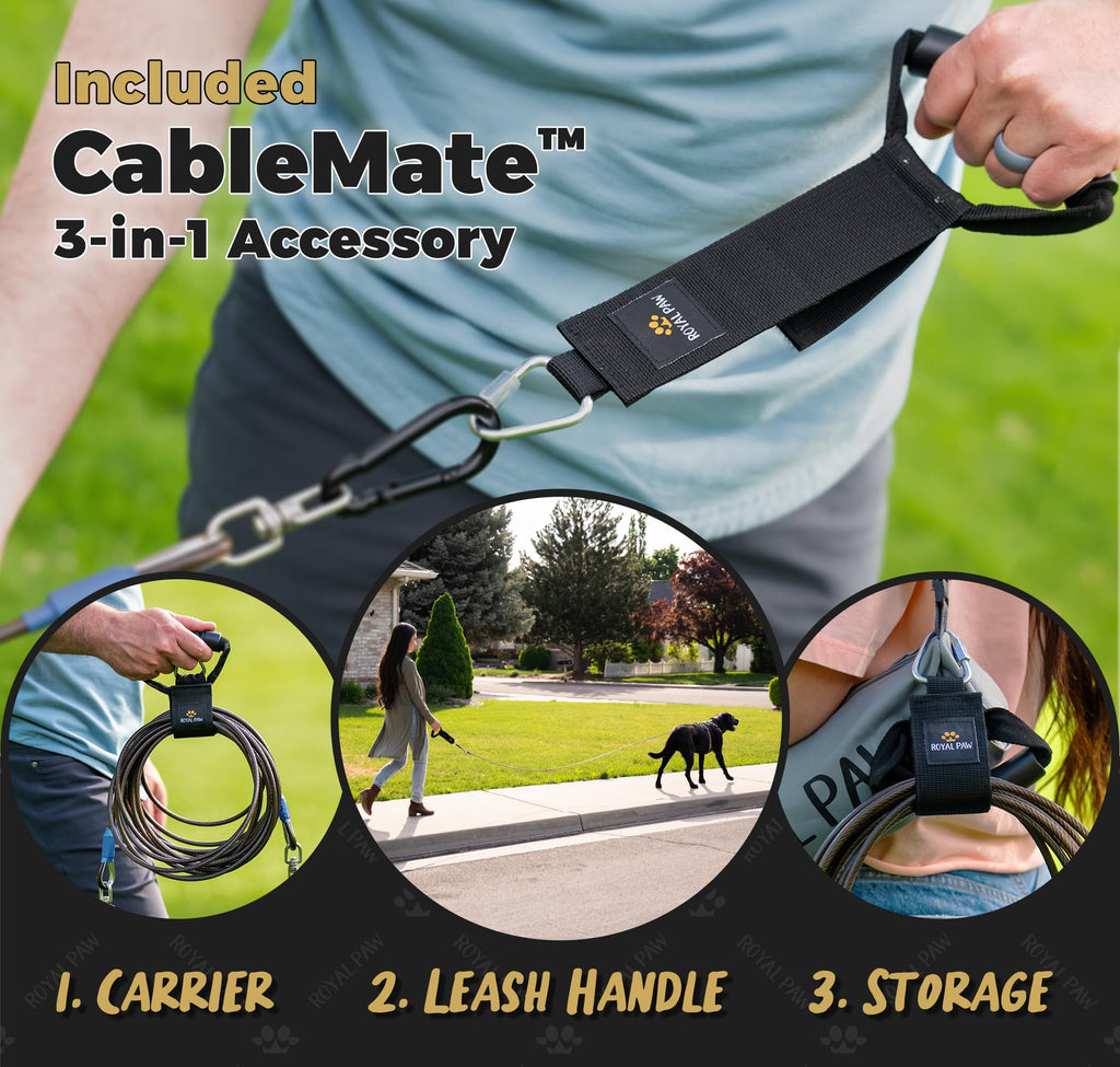 Dog Tie Out Cable - Black Onyx